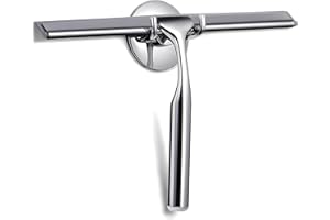 GlobaLink Shower Squeegee, 10’’ Heavy Duty Stainless Steel Squeegees Shower Wiper Scraper with Non-Slip Handle & Adhesive Hook Bathroom Window Squeegee for Kitchen Car Glass Mirror Shower Door