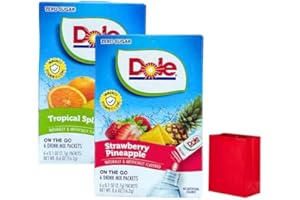 BUG'S PANTRY DOLE Tropical Splash & Strawberry Pineapple Flavored Drink Mix Non Carbonated Water Enhancer Powdered Stick Beverages 2 Boxes, 6 packet per Box - 12 Total Servings - AMERICAN