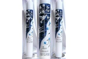 KERZENZAUBER-LUSINE Taufkerze Kommunionkerze Junge Mädchen 400/40 mm VT-25 inkl. Zubehör für selbstbeschriften