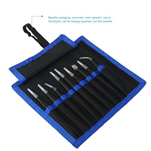 PIXNOR 9st. Anti-Statik-Edelstahl präzise Pinzette Reparatur (schwarz) - 6