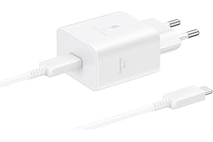 Samsung Schnellladeadapter EP-T4511X, USB-C Ladegerät mit 45W Schnellladen, kompatibel mit Geräten Anderer Hersteller, inklusive Datenkabel, White