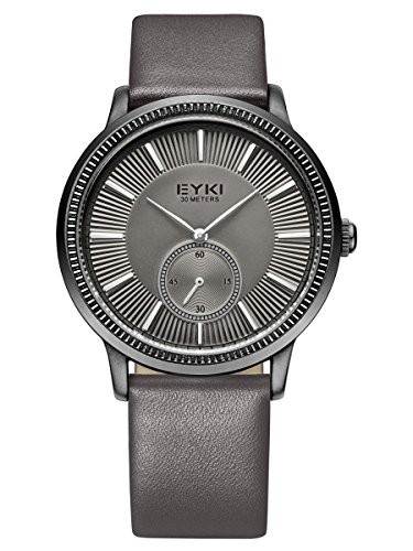 Alienwork Quarz Armbanduhr elegant Quarzuhr Uhr modisch grau Leder YH.EET1011-01