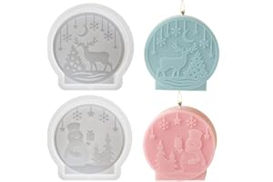 Junhui 2 Pezzi Natale Stampo Candela, Stampo Candela Stampi in Silicone, 3D Forma di Natale Stampi Epossidici in Silicone per Realizzare Candele, Saponi
