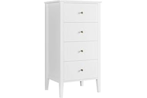 ‎FOREHILL FOREHILL Kommode mit 4 Schubladen Schubladenschrank weiß Beistellschrank schmal für Schlafzimmer Flur Wohnzimmer 50x40x95cm