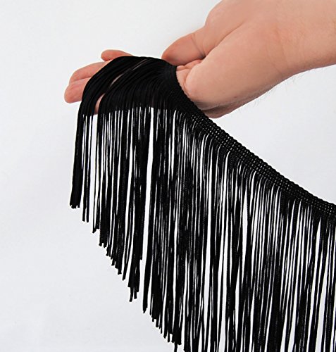 15cm Fransenborte Tanzfransen, Charlestonfransen – Fransen mit Laser geschnitten gegen Ausfransen (schwarz) - 2