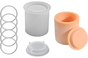 Xidmold Silicone Candle Vessels Mould with Sealing Rings, Candle Jar Moulds with Lid, Concrete Candlestick Holders Mould, Concrete Planter Molds, Storage Pot Mould, Cement Molds for Handmade Decor