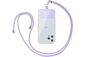 Vauki Cordon Tour de Cou Universelle Téléphone, Lanière en Corde Portable Collier de Longe Nylon, Réglable dragonne Amovible Collier compatibles avec Plupart des Smartphones Cases, Mauve