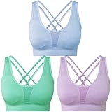 SEGRILA Reggiseni Sportivi da Donna, Confezione da 3 Reggiseni da Yoga Incrociati con Supporto Medio, Reggiseni da Allenament