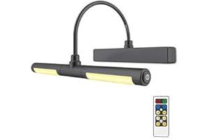 HONWELL LED Battery Operated Picture Light with Remote, Dimmable Display Lamp with Timer Wall Lights Rotatable Light Head with 180 Degree Swing Arm for Dartboard Painting Portrait Art, Black