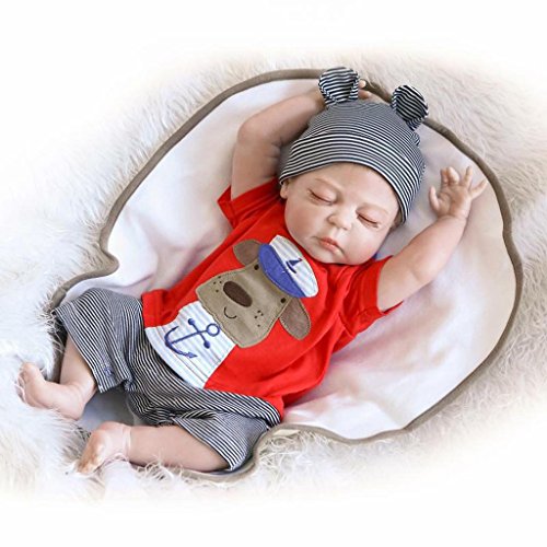 57cm Rare Alive Silicone Vinyl Full Body Washable Newborn Sleeping Baby Boy Dolls