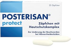 Posterisan protect 60 mg Zäpfchen mit Hautschutzkomplex: Zur Linderung leichter Hämorrhoiden-Beschwerden und Schutz vor Reizungen, 25 Stück