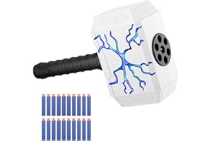 PIUMOJ Marteau de Thor Enfant, Thor Hammer Jouet, Lanceur de Marteau de Thor, Jouet à Marteau, Lanceur de Marteau avec 20 balles,Jeux de Tir Intérieur et Extérieur,Jouets de Jeu de rôle pour Enfants
