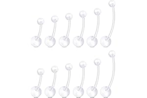 WillTen Piercing de nombril de grossesse avec boules de rechange en plastique Bioflex pour femme enceinte 14 g