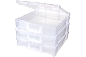 ArtBin 6913ZZ 12" x 12" Portable Art & Craft Organizer with Handle 3-Pack, [3] Plastic Storage Cases, Clear