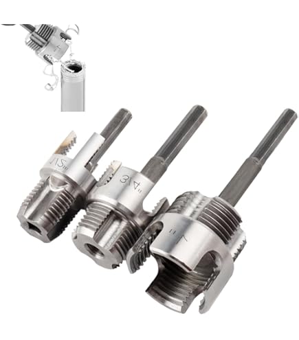 Wolfride 3-Piece Pipe Threading Tool Kit – 1/2, 3/4 & 1 Inch NPT, Internal & External Threads, For PVC, Plastic & Metal Pipes