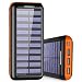 Produktbild Externer Akku PLOCHY 24000mAh Solar Powerbank, Solar Ladegerät mit 3 Ausgänge und Lighting & Micro Dual Input Power Bank Handy für iPhone, iPad, Samsung Galaxy und andere Smartphones(Orange)