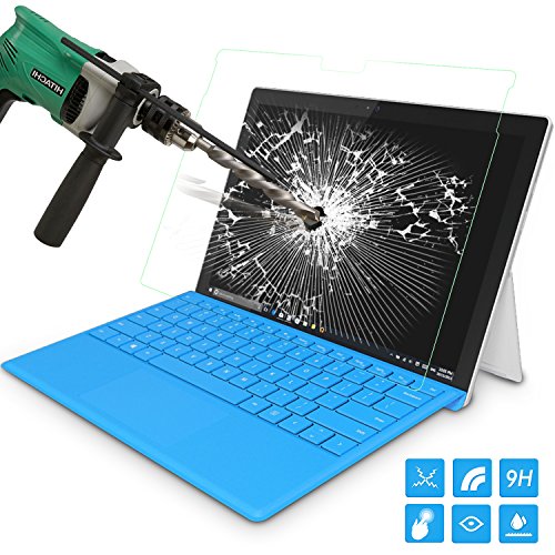 Microsoft Surface Pro 4 Folie - MoKo Klar HD 9H Panzerglas Hartglas Displayschutzfolie Glas Display Schutzfolie Displayschutz Glasfolie Glass Screen Protector für Surface Pro 4 12.3" 2015 Tablet, Klar