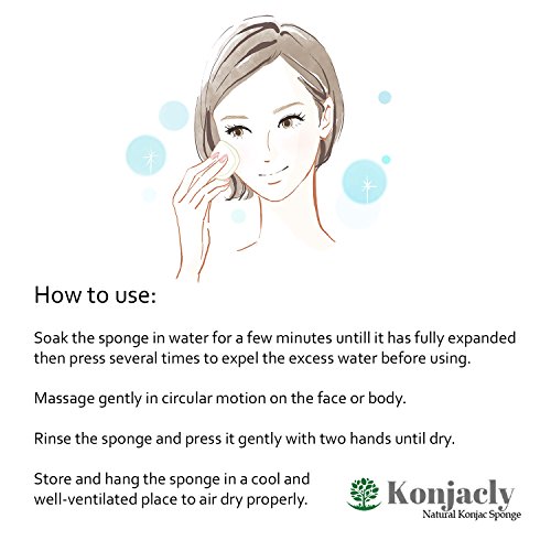 Natural Konjac sponges, set of 3 for face . Suitable for all skin types: Normal, dry, oily, sensitive and baby safe. Made from vegetable root fibre, Eco-friendly and chemical free. Extra soft gentle exfoliate & deep cleaning. Help to remove dead skin cells, dirt & impurities. Help prevent bacteria, acne breakout & blackheads, eliminate toxins, stimulate blood flow, minimise pores and improve skin texture leaving silky smooth, better completion, refreshed, radiant, reveal and rejuvenate.