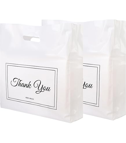 100 Sacs Cadeaux Plastique Avec Poignée - 15x20 Cm, Imprimés 'Thank You', Pour Emballage, Fêtes, Boutique