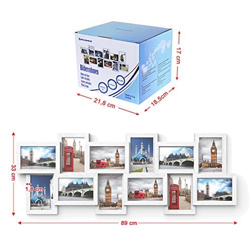 Songmics Bilderrahmen Collage für 12 Fotos je 10 x 15 cm Fotorahmen aus MDF-Platten weiß RPF22W - 8
