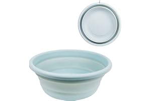 RYHX Barreño Plegable, Palangana Plegable，Lavabo de Silicona Multifuncional para Viajes, Camping, Cocina en Casa, Lavado de Frutas,Azul,33CM