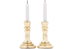 Odoria 1/12 Miniatura 2PZ Vela con Apoyo Dorado Decorativo para Casa de Muñecas