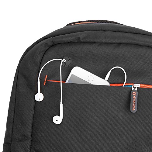 Evecase 15.6 Zoll Universal Laptop Rucksack mit Trolleybefestigung – Schwarz / Orange - 5