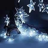Iwish étanche 20 LED Lampe solaire Cristal étoiles Guirlande lumineuse solaire pour extérieur, jardins, maisons, mariage, fête de Noël, plastique, blanc 1.80 wattsW 220.00 voltsV