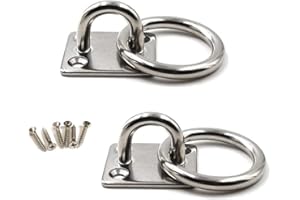 Flomore M8 Patère de Fixation au Plafond Crochet de Fixation Murale en Acier Inoxydable 304 pour balançoire de Yoga, quincaillerie pour Bateau Paquet de 2 (vis incluses)