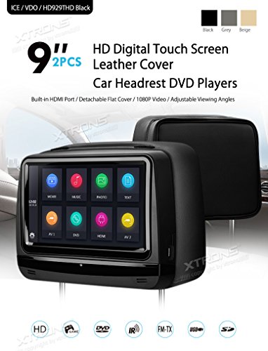 XTRONS-2x9-Inch-Pair-Touch-Screen-Car-Auto-Headrest-DVD-Player-Game-1080P-Video-Built-in-HDMI-Port-Headphones-Included