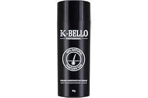 Poudre densifiante cheveux Kératine Naturelle & Végan K-Bello – Masque calvitie, alopécie, perte de cheveux & racines blanches – Fibres capillaire pour hommes et femmes (Flacon 30g, Noir)