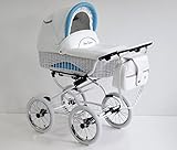 Luxuriöser Kinderwagen Scarlett. Klassisches und wunderschönes Design. Hergestellt aus Leder und Weide.