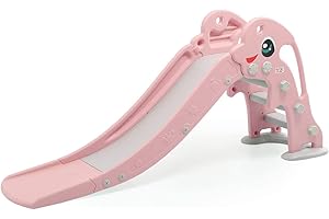 ‎BABY VIVO Baby Vivo Kinder Rutsche Kinderrutsche Gartenrutsche Kleinkinderrutsche Kunststoff Delfin abgerundete Ecken & Kanten für Indoor & Outdoor in Rosa