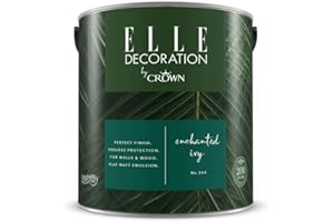 ‎CROWN Crown ELLE DECORATION Enchanted Ivy No. 362, 2,5 L, extra-matte Premium Wandfarbe für Innen, für Wände und Holz, hohe Deckkraft, Innenfarbe,bezauberndes und kühnes Juwelengrün