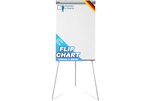 Master of Boards | Chevalet de conférence - Flipchart, support 68 x 105 cm | Réglable hauteur jusqu'à 188 cm, inscriptible, effaçable à sec, magnétique | Tableau à feuilles mobile et bras latéraux