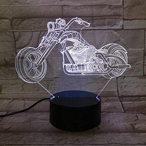 Motor Bike Night Light 7 Colors Changing 3D LED Lamps Big Wheel Racing Motorcycle Portable Lights Friends Kids Birthday Light