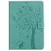 Produktbild iPad Pro 9.7 Zoll 2016 Hülle - Fanryn Ultra Schlank Superleicht Ständer Slim Leder Shell Case Cover Schutzhülle Etui Tasche Hülle Etui Schutzhülle für iPad Pro 9.7 Zoll 2016,(Grün Katze und Baum geprägtes Muster)