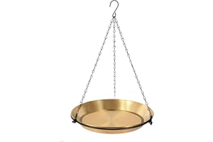 HRAYLTOP Hängende Vogel Bad Vogel Feeder Schüssel mit 16.3 Zoll Eisen Hängende Kette Abnehmbare Außendekoration für Garten Hinterhof Patio und Deck Perfekt für das Anziehen von Vögeln