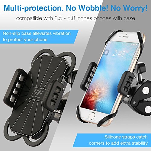 Universale Compatibile Ruotabile a 360Â°Porta Cellulare Bici Supporto Telefono Bicicletta Moto MTB Cinturino in Gomma Smartphone iPhone Samsung Accessori Ciclismo Viaggio Sport Invernali Siroflo