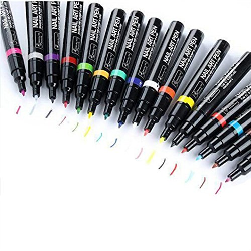 16 Farben Nagel Kunst Feder Nageldesign Stift DIY für Nail Art Salon Beauty 1 Stück - 5