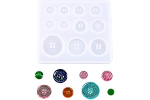 Nifocc Moldes de silicona para botones, 2 piezas de abalorios redondos de resina epoxi, moldes de fundición de joyería para manualidades