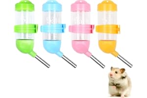 Geluode 4 Pieces 80ml Hamster Water Bottles, No Handle, Hanging Water Dispenser for Small Animals, Automatic Water Dispenser for Hamster, Rabbit, Guinea Pigs, Squirrel, Small Animals