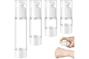 GGUFAY 4 Stück 5ml, 10ml, 30ml, 50ml Pumpspender zum Befüllen,Airless Tragbarer Cremespender,Kleine Reiseflaschen zum Befüllen,Tragbarer Creme Pumpspender, für Reise Home Verwendung