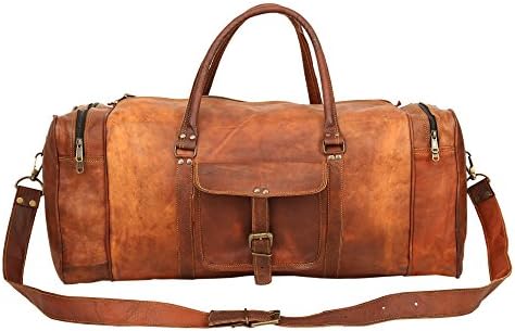 Ayemann Crafts Vintage Style Leather Brown Duffel Bag 24 Inches Travel bag Duffle bag