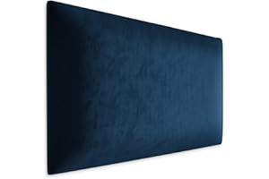 Muralo Samt Wandkissen Stoff Polsterpaneel Schlafzimmer Wohnzimmer Bett Wandpolster Bettkopfteil Lendekissen Modern Luxus Gepolstert Polster Paneel (Dunkelblau, 60 cm x 30 cm)