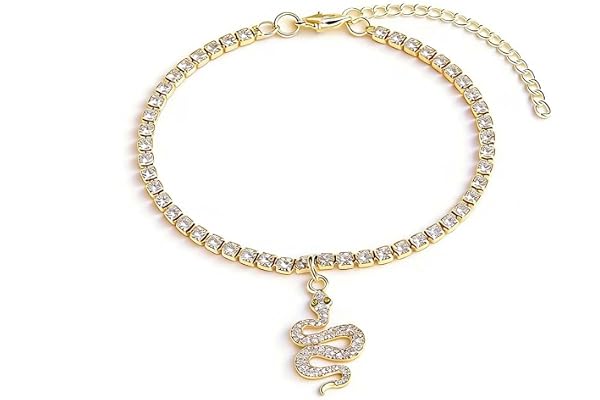 Carufin ormformad vristlänk justerbar tennis strass ankel armband sommar strand fotkedja smycken för kvinnor flickor