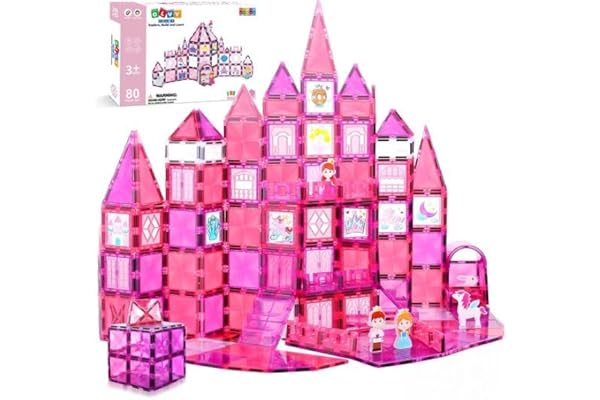 Olvy Blocs de Construction magnétiques Montessori - Jouet Montessori en tuiles magnétiques pour Enfants - Jouet de Construction magnétique dès 3 Ans (Princesse)