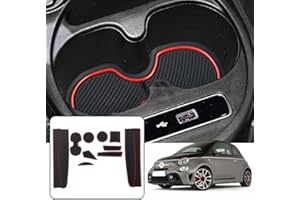 Ruiya Kompatibel mit 2017-2021 FIAT 500 Abarth 595 Auto Gummimatten Türschlitzmatte, Abarth 595 Antirutschmatten Armlehne Getränkehalter Matte Mittelkonsole Rutschmatten Türnaht rutschfeste Matte