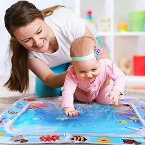 NVD Baby Kids Water Play Mat Toys Inflatable Infant Tummy Time Playmat Toddler for Baby Fun Activity(Blue)