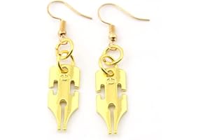 GAUEIOUR Pendientes JoJo's Bizarre Adventure, accesorios de anime, aretes de plumín, personalidad simple, llenos de fuerte ambiente literario. Dorado, aleación, plumín, anime, regalos para hombres y